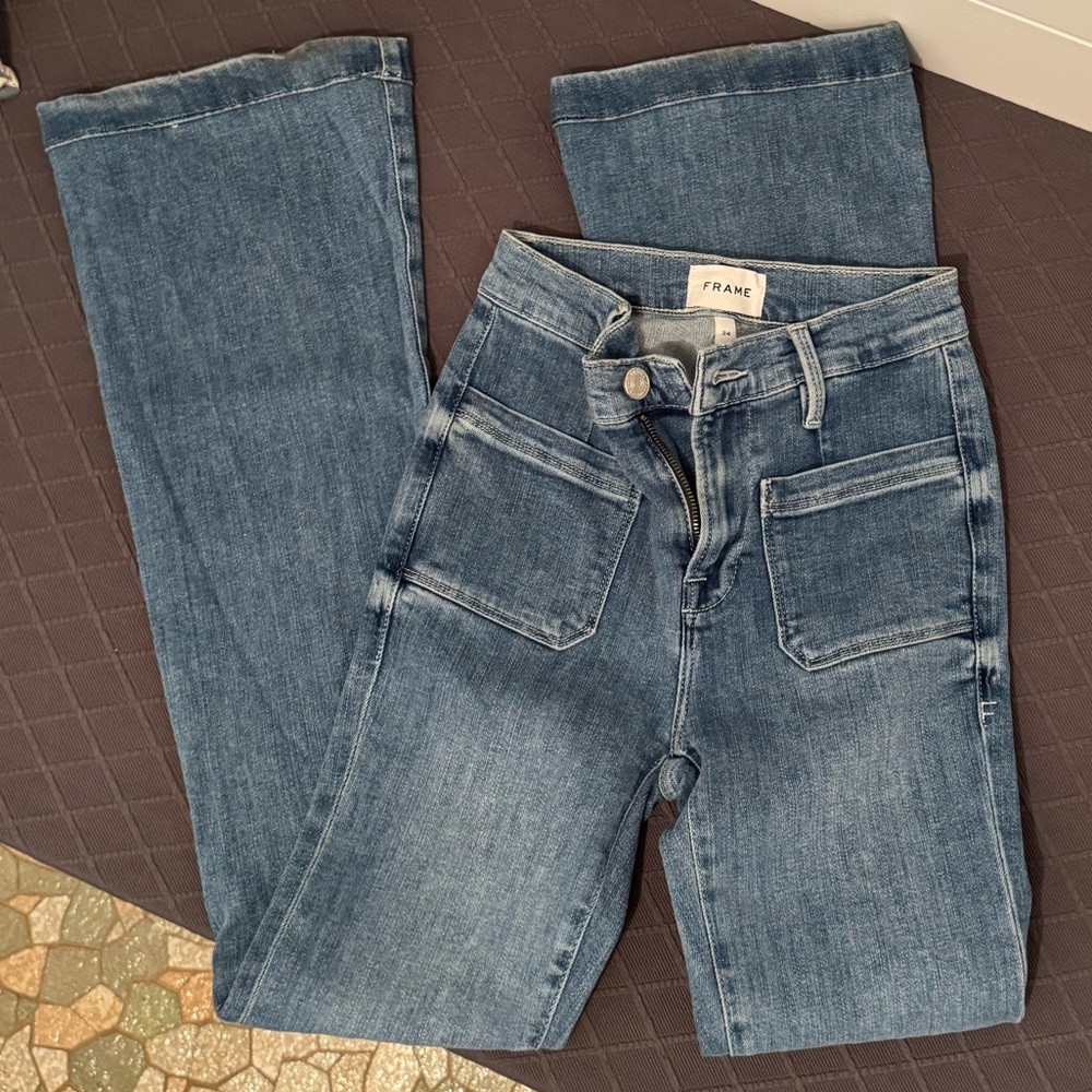 Frame Denim Classic Blue Flare Jeans, Women’s 24